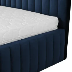 Letto contenitore matrimoniale oversize 180x200 imbottito velluto blu Poffi