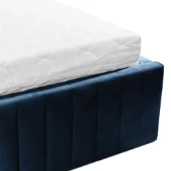 Letto contenitore matrimoniale oversize 180x200 imbottito velluto blu Poffi