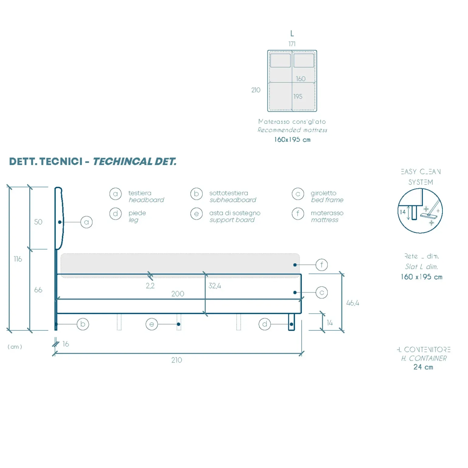 Letto contenitore matrimoniale 160x195 imbottito tessuto antracite ZenZone