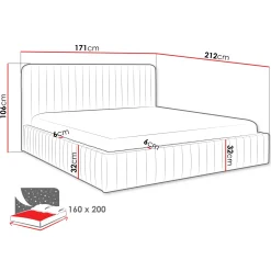 Letto contenitore matrimoniale 160x200 imbottito velluto marrone Poffi