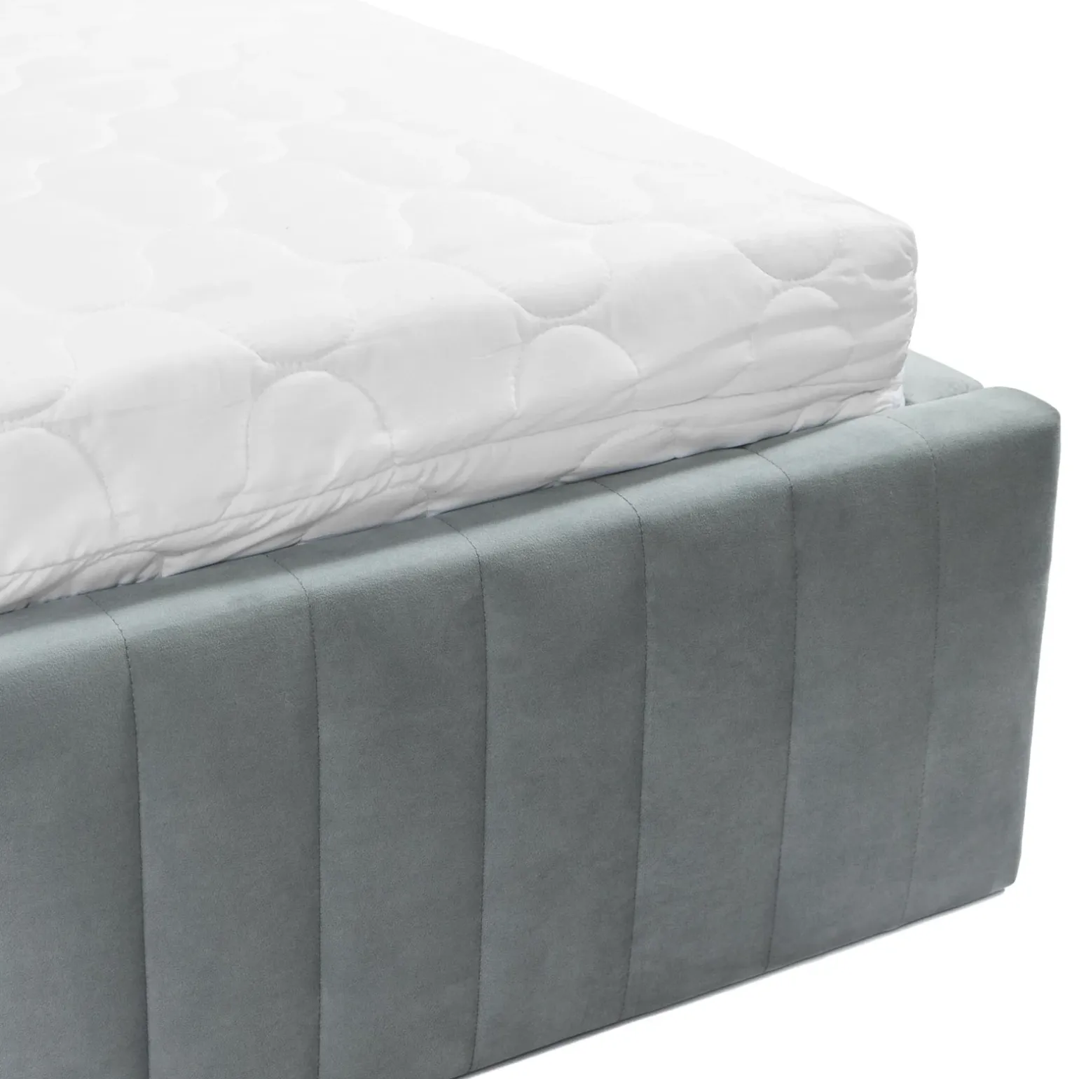 Letto contenitore matrimoniale oversize 180x200 imbottito velluto grigio Poffi