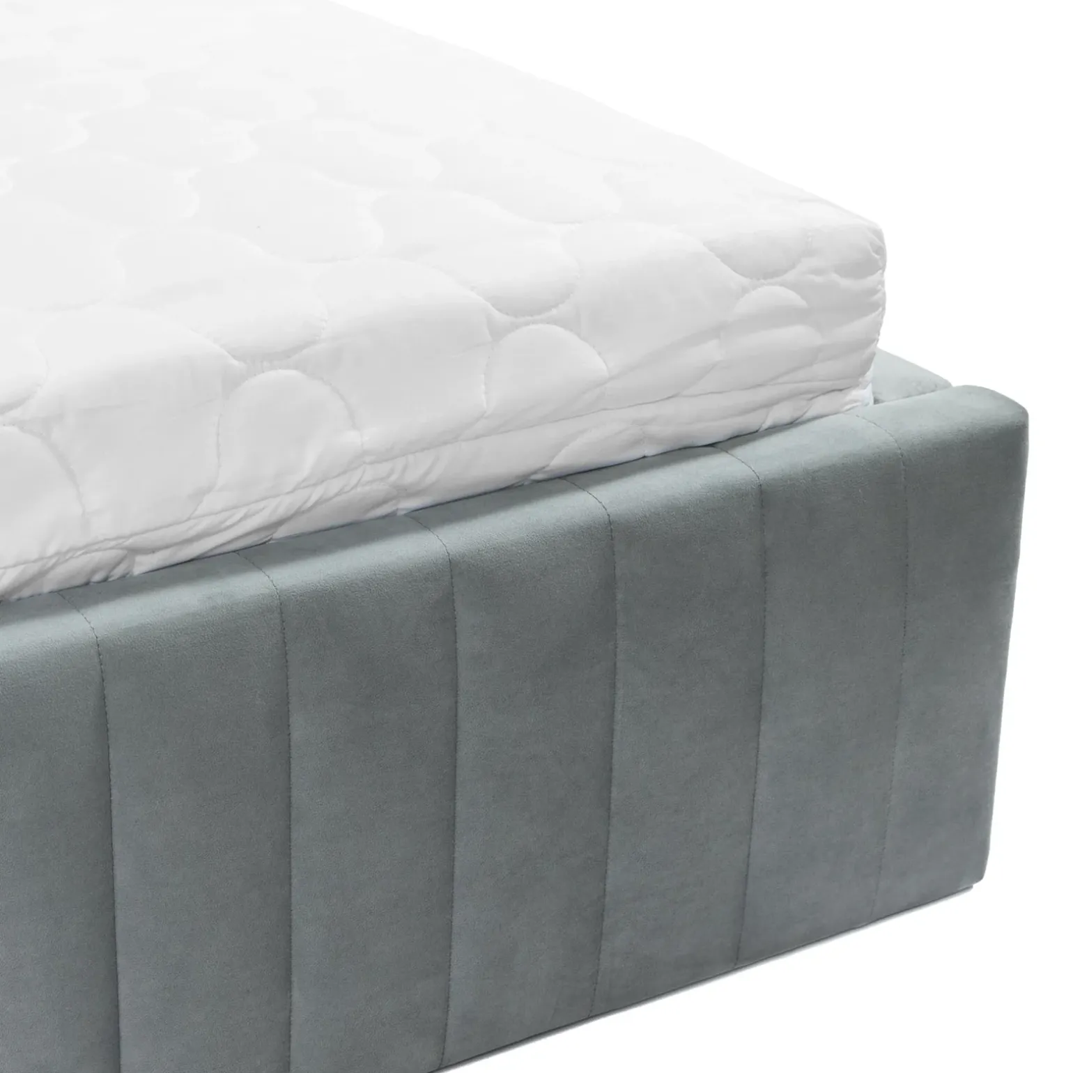 Letto contenitore matrimoniale 160x200 imbottito velluto grigio Poffi