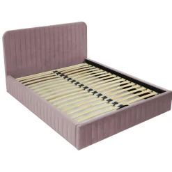 Letto contenitore matrimoniale oversize 180x200 imbottito velluto rosa Poffi