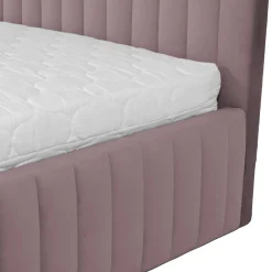 Letto contenitore matrimoniale oversize 180x200 imbottito velluto rosa Poffi