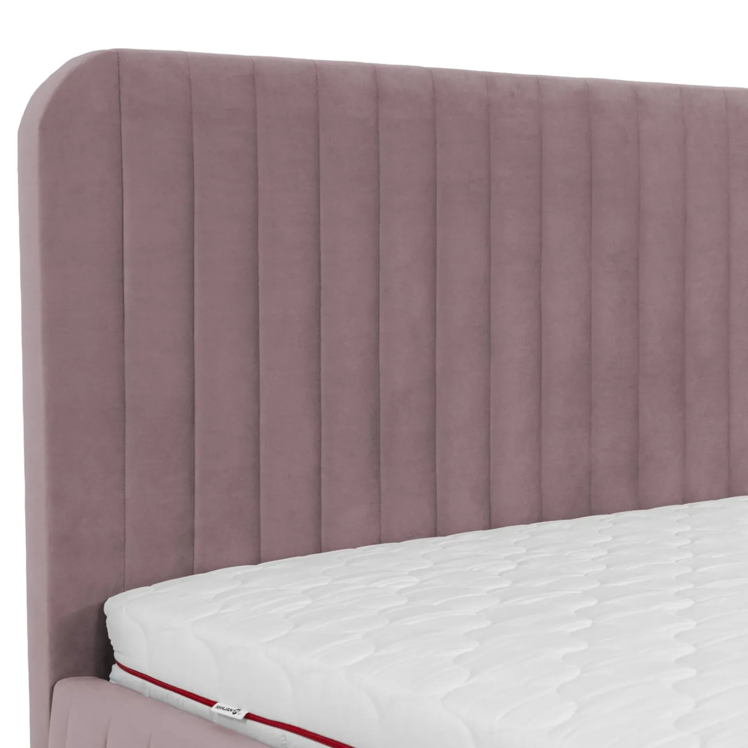 Letto contenitore matrimoniale oversize 180x200 imbottito velluto rosa Poffi