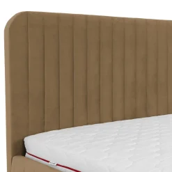Letto contenitore matrimoniale oversize 180x200 imbottito velluto tortora Poffi