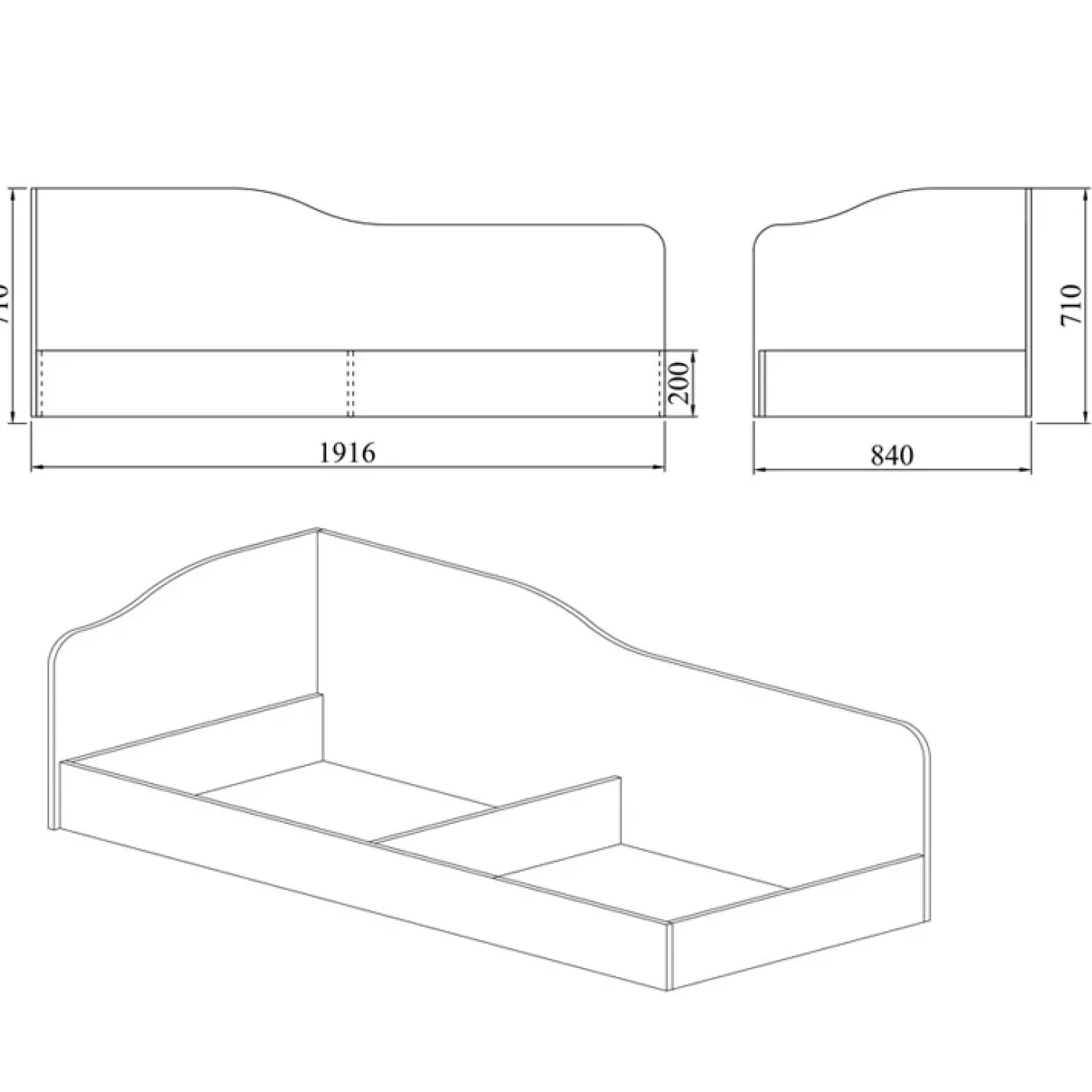 Letto contenitore singolo 82x190cm antracite Alex Gihome®