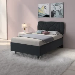 Letto contenitore una piazza e mezza 120x195 imbottito tessuto antracite LuxeSleep