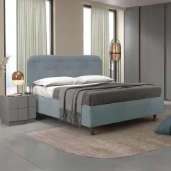 Letto contenitore una piazza e mezza 120x195cm imbottito tessuto azzurro DreamLift
