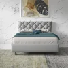Letto contenitore una piazza e mezza 120x195cm imbottito tessuto grigio ZenZone