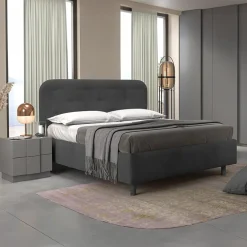 Letto contenitore una piazza e mezza 120x195cm imbottito tessuto antracite DreamLift