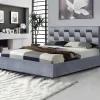 Letto imbottito matrimoniale in velluto con contenitore 160x200cm grigio Arena