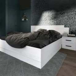 Letto matrimoniale con comodini 160x200cm pino bianco Angara