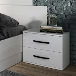 Letto matrimoniale con comodini 160x200cm pino bianco Angara