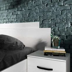 Letto matrimoniale con comodini 160x200cm pino bianco Angara
