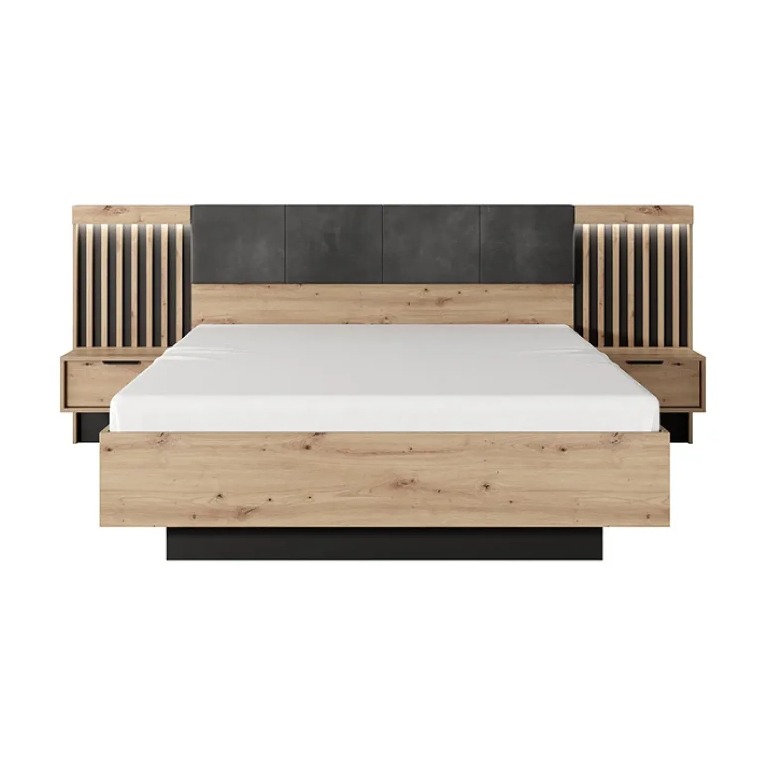 Letto matrimoniale contenitore 160x200cm rovere antracite Rubik