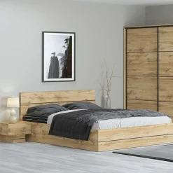 Letto matrimoniale contenitore con comodini 160x200cm quercia Tamika