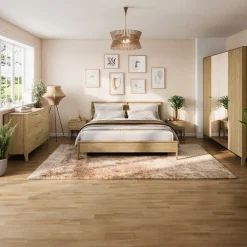 Letto matrimoniale contenitore 160x200cm rovere Noor