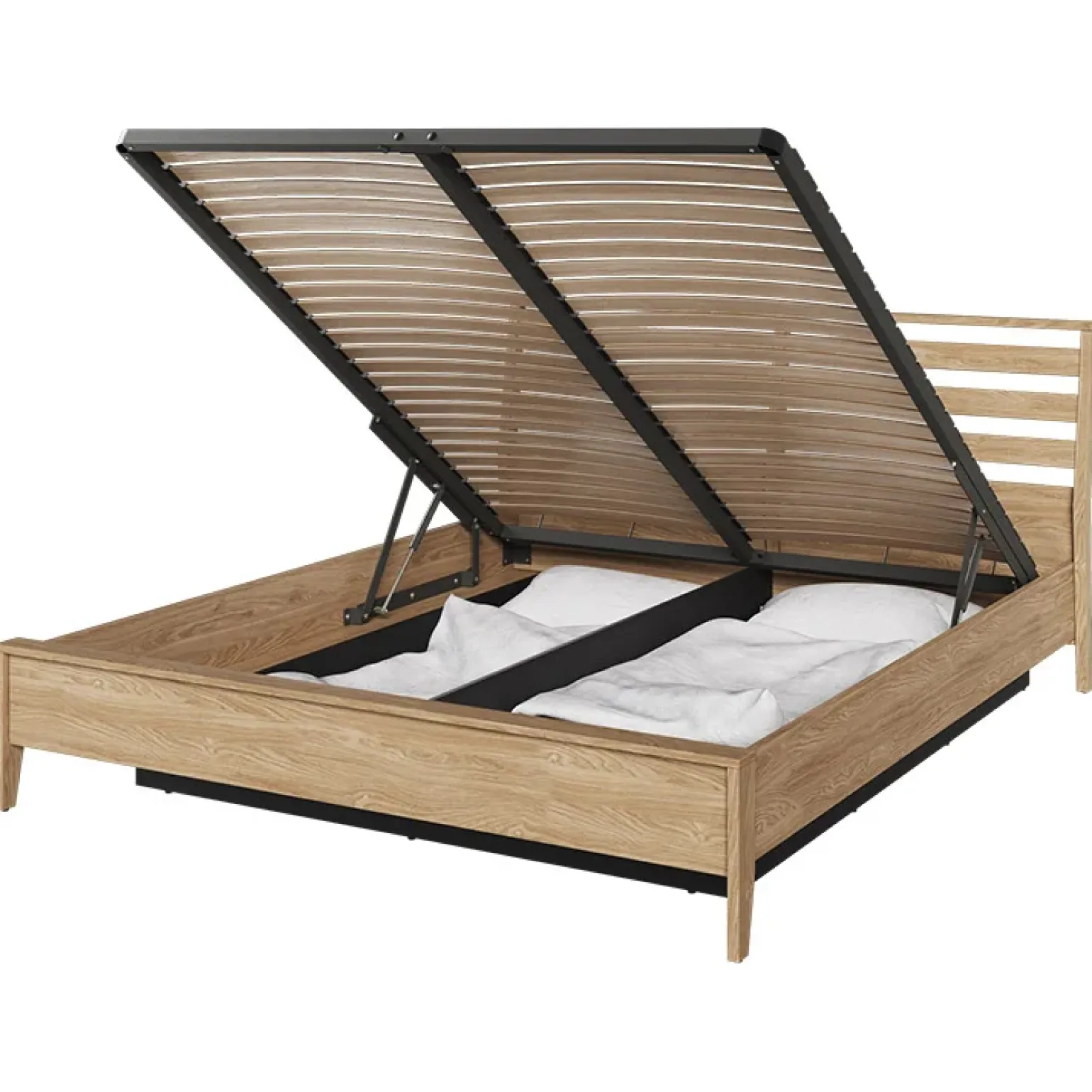 Letto matrimoniale contenitore 160x200cm rovere Noor