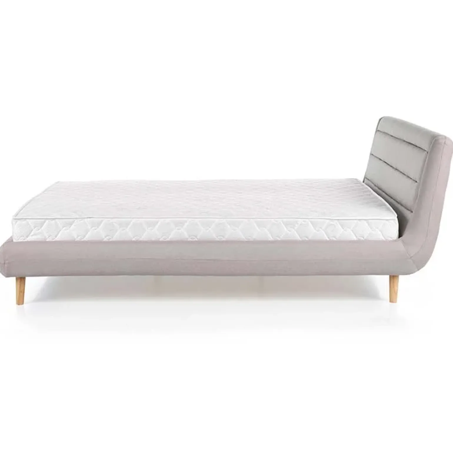 Letto matrimoniale in tessuto 160x200cm grigio chiaro legno naturale Pompei Gihome®