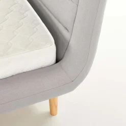 Letto matrimoniale in tessuto 160x200cm grigio chiaro legno naturale Pompei Gihome®