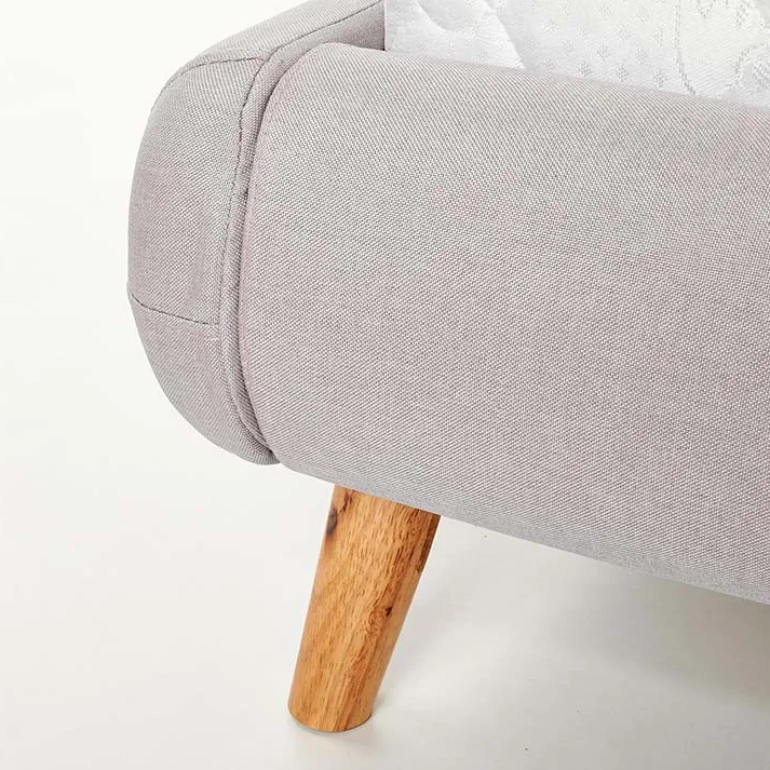 Letto matrimoniale in tessuto 160x200cm grigio chiaro legno naturale Pompei Gihome®