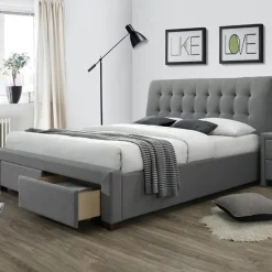 Letto matrimoniale in tessuto con cassettoni 160x200cm grigio Anita Gihome®
