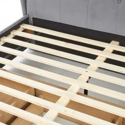Letto matrimoniale in tessuto con cassetti 160x200cm grigio Ravello Gihome®