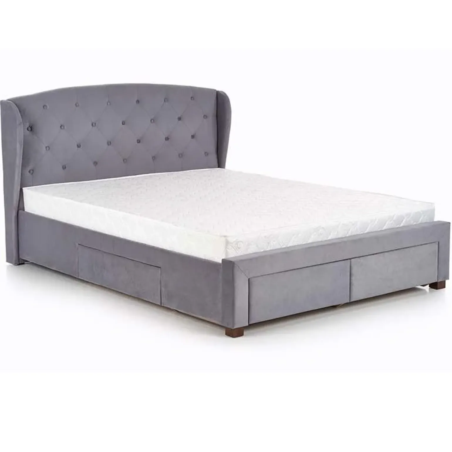 Letto matrimoniale in tessuto con cassetti 160x200cm grigio Ravello Gihome®