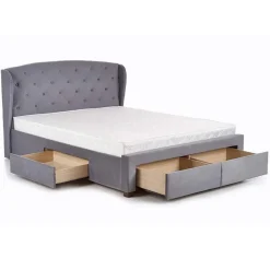 Letto matrimoniale in tessuto con cassetti 160x200cm grigio Ravello Gihome®