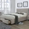 Letto matrimoniale moderno in tessuto 160x200cm beige noce Giusy
