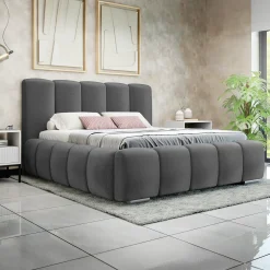 Letto matrimoniale oversize 180x200 cm con rete contenitore imbottito grigio scuro Cometa