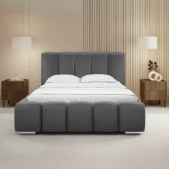 Letto matrimoniale oversize 180x200 cm con rete contenitore imbottito grigio scuro Cometa