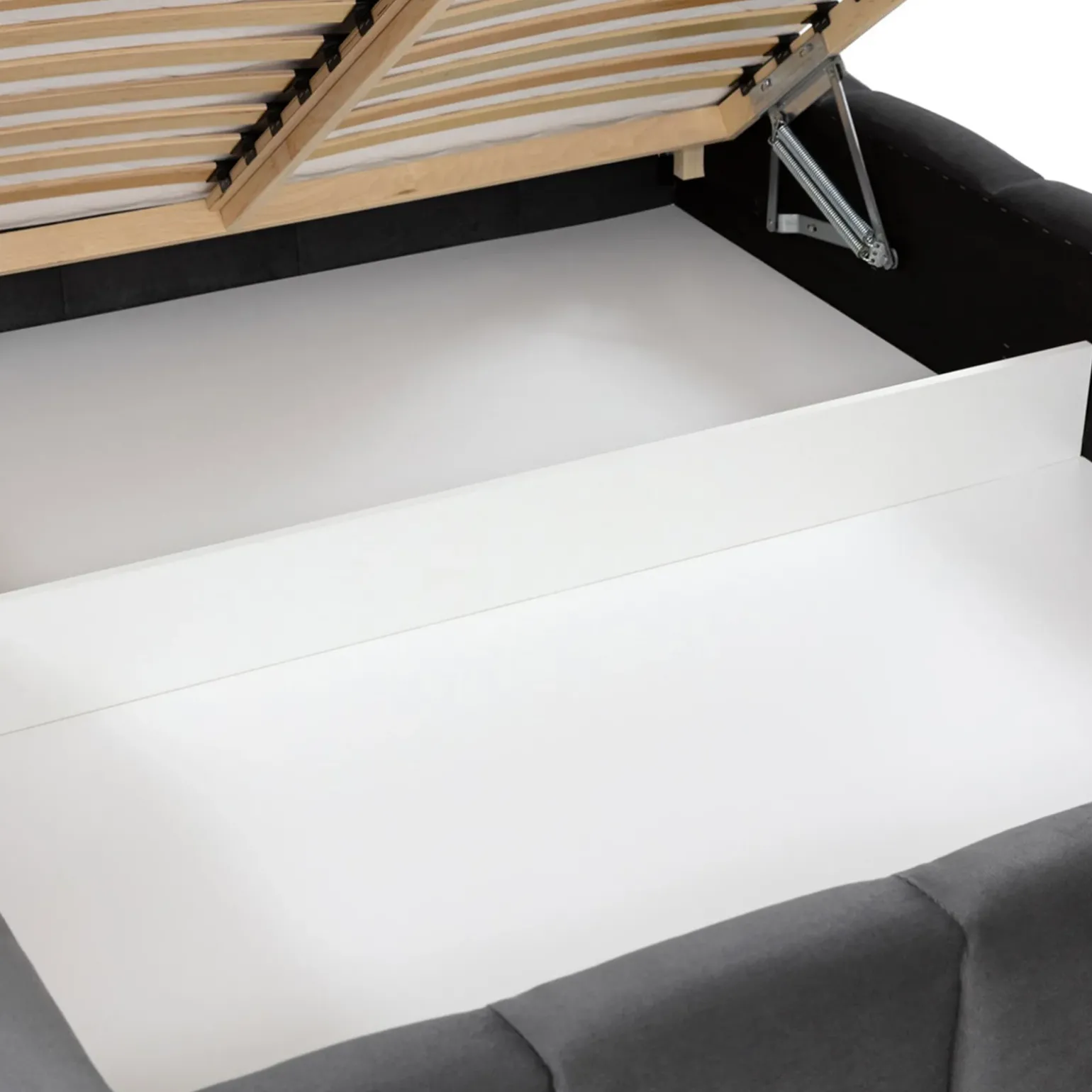 Letto matrimoniale oversize 180x200 cm con rete contenitore imbottito grigio scuro Cometa