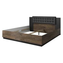 Letto matrimoniale oversize 180x200cm con rete contenitore rovere scuro nero Vulcano