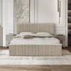 Letto matrimoniale oversize 180x200cm imbottito con contenitore beige Emporio