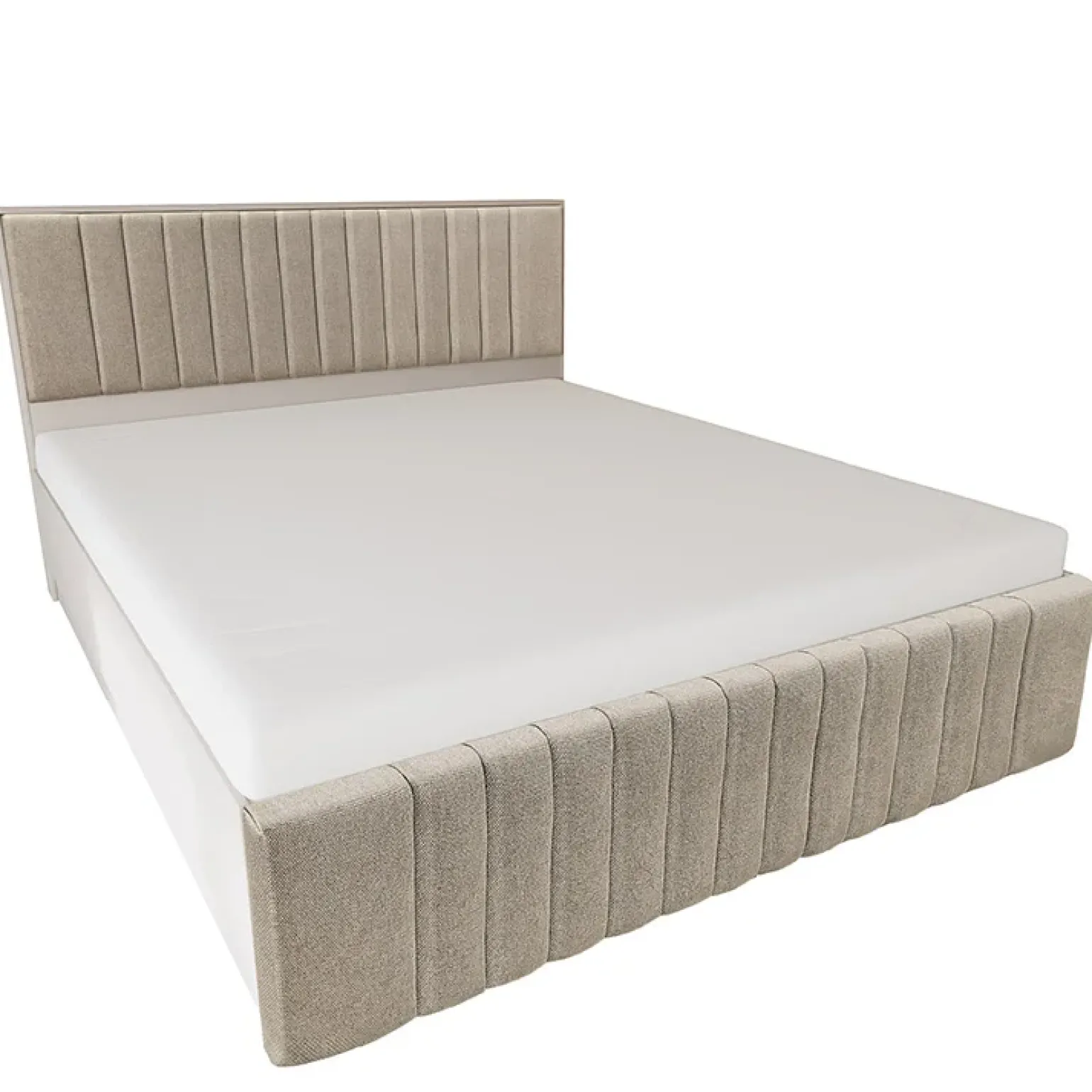 Letto matrimoniale oversize 180x200cm imbottito con contenitore beige Emporio