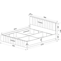 Letto matrimoniale oversize 180x200cm imbottito con contenitore beige Emporio
