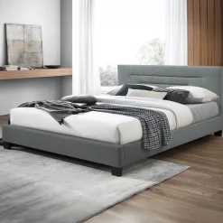 Letto matrimoniale 160x200 cm con rete a doghe imbottito grigio chiaro Sonia