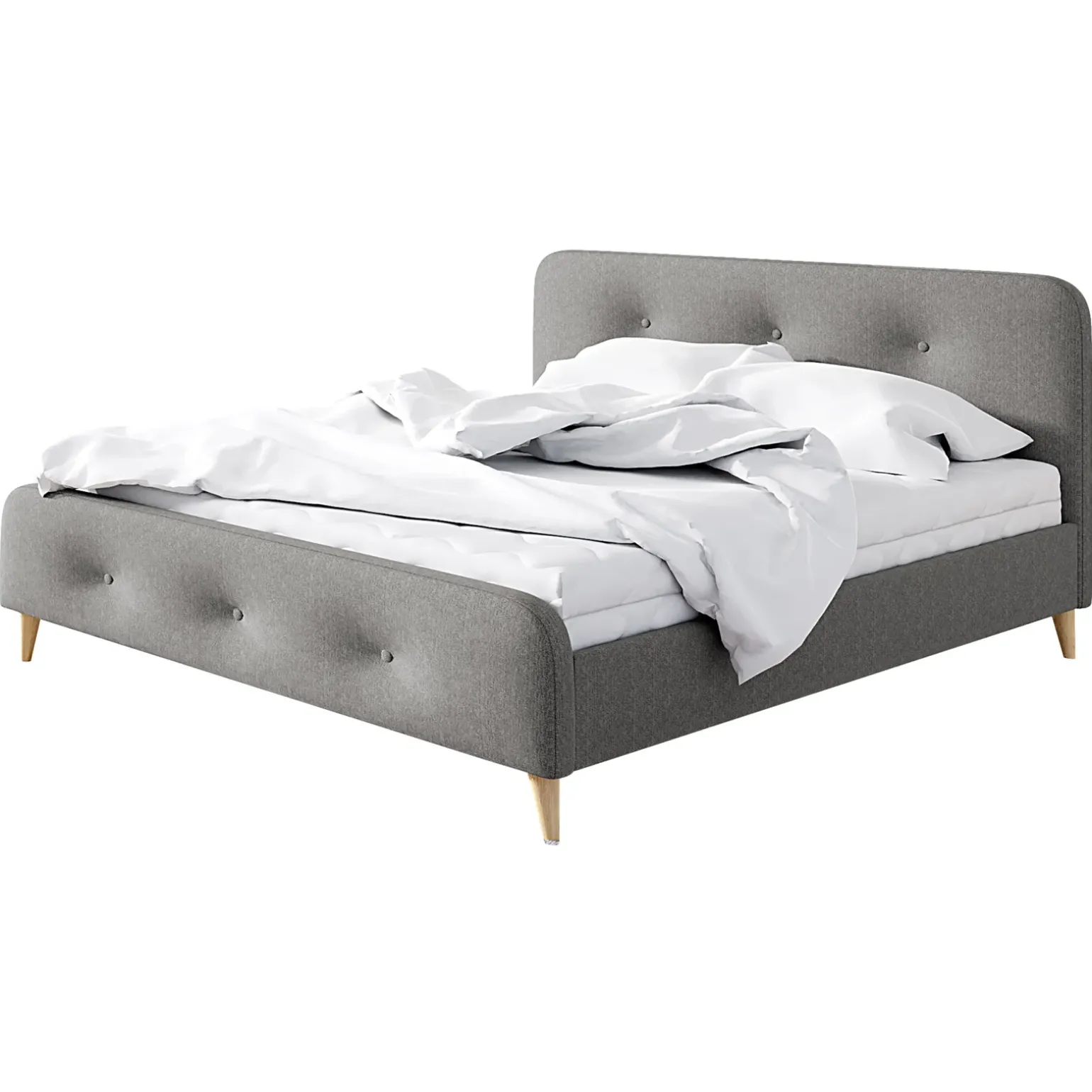 Letto matrimoniale 160x200 cm con rete a doghe imbottito grigio Dreama