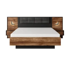 Letto matrimoniale 160x200cm contenitore quercia nero Smooty