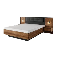 Letto matrimoniale 160x200cm contenitore quercia nero Smooty