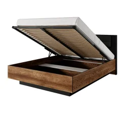 Letto matrimoniale 160x200cm contenitore quercia nero Smooty