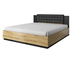 Letto matrimoniale 160x200cm con rete contenitore rovere nero Vulcano