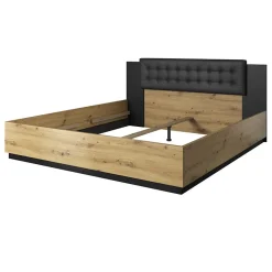 Letto matrimoniale 160x200cm con rete contenitore rovere nero Vulcano