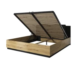 Letto matrimoniale 160x200cm con rete contenitore rovere nero Vulcano
