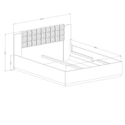 Letto matrimoniale 160x200cm con rete contenitore rovere nero Vulcano