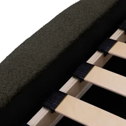 Letto matrimoniale 160x200cm con rete contenitore imbottito tessuto bouclé nero Aluna