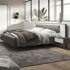 Letto matrimoniale 160x200cm con comodini grigio scuro bianco Allison