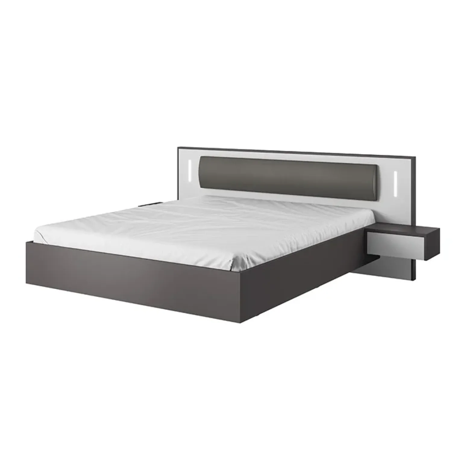 Letto matrimoniale 160x200cm con comodini grigio scuro bianco Allison